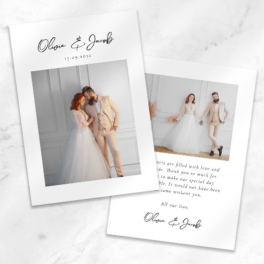 エレガントスクリプトタイポグラフィ結婚の サンキューカード