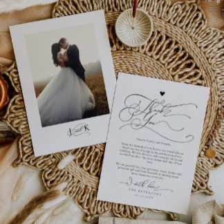 エレガントスクリプトタイポグラフィ結婚の サンキューカード