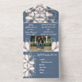 エレガントスクリプト写真ハワイアンフローラビーチ結婚式 オールインワン招待状 (内側)