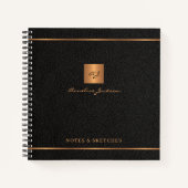 エレガントスクリプト名モノグパーソナライズされたラム黒 ノートブック (正面)