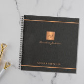 エレガントスクリプト名モノグパーソナライズされたラム黒 ノートブック