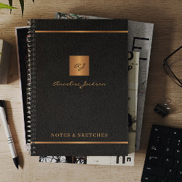 エレガントスクリプト名モノグパーソナライズされたラム黒 ノートブック