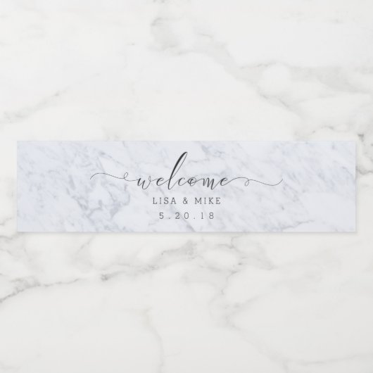 エレガントスクリプト大理石ウェルカム結婚ズ ペットボトルラベル (シングルラベル)