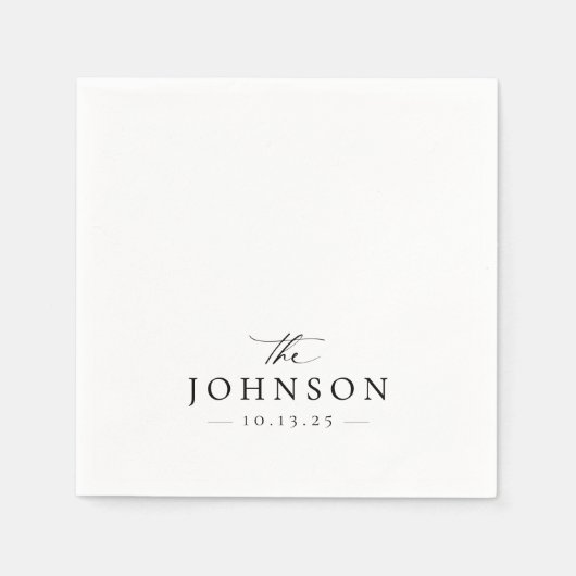 エレガントスクリプト白黒結婚の スタンダードカクテルナプキン (正面)