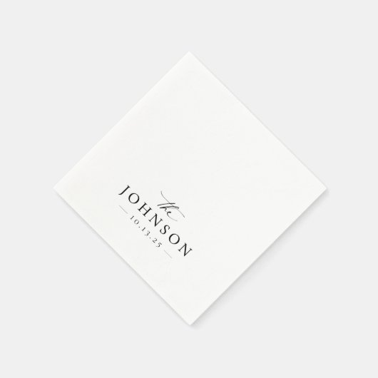 エレガントスクリプト白黒結婚の スタンダードカクテルナプキン (角)