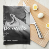 エレガントスクリプト祖父母おもしろい定義フォト キッチンタオル (四つ折り)