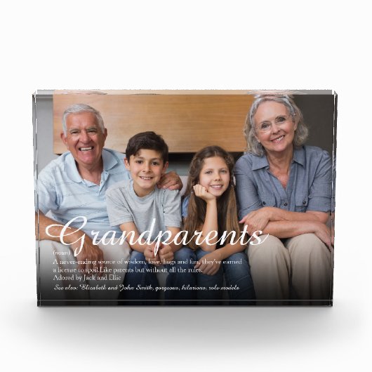 エレガントスクリプト祖父母おもしろい定義 フォトブロック (正面)