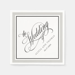 エレガントスクリプト結婚は任意の色で花開 スタンダードカクテルナプキン