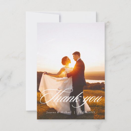 エレガントスクリプト結婚サンキューカードW注記 サンキューカード (正面)