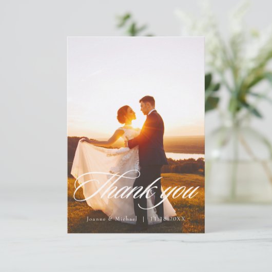 エレガントスクリプト結婚サンキューカードW注記 サンキューカード (スタンド正面)
