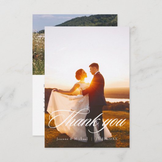 エレガントスクリプト結婚サンキューカードW注記 サンキューカード (正面/裏面)