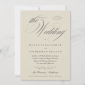 エレガントスクリプトBeige Cohalフォーマル The結婚の 招待状 (正面)