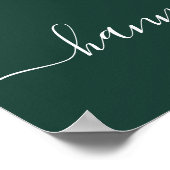 エレガントスクリプトEmerald Green結婚のウェルカムサイン ポスター (角)