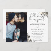 エレガントスクリプトGothicバラフローラ結婚写真 招待状 (正面/裏面)