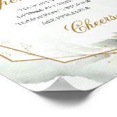 エレガントスクリプトgreen eucalyptus金ゴールドオープンバー標識 ポスター (角)