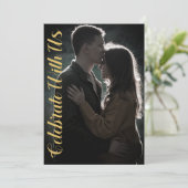 エレガントスクリプトOchre Mustard写真結婚の 招待状 (スタンド正面)