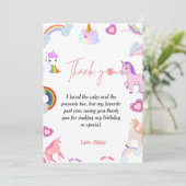 エレガントスクリプトunicorn誕生日サンキューカード 招待状 (スタンド正面)