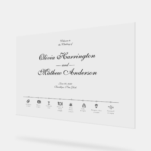 エレガントスクリプフォーマルトのタイムラ結婚インへようこそ アクリルサイン (傾斜)