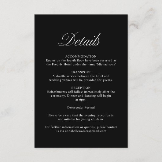 エレガントスクリプフォーマルトの結婚詳細 エンクロージャーカード (正面)