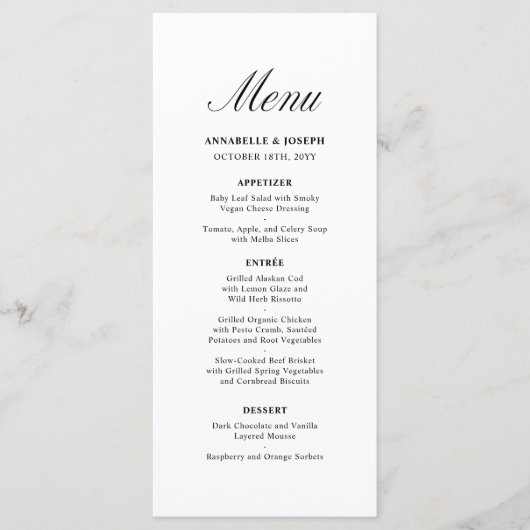 エレガントスクリプフォーマルト最小結婚白 メニュー (正面)