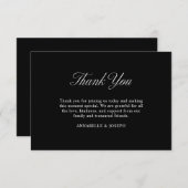 エレガントスクリプフォーマルト最小結婚黒 サンキューカード (正面/裏面)