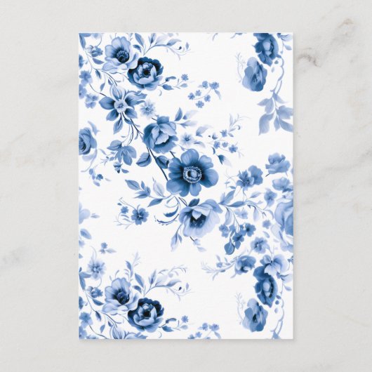 エレガントスクリプフランスのト青フローラ結婚トイル エンクロージャーカード (裏面)