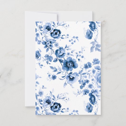 エレガントスクリプフランスのト青フローラ結婚トイル セーブザデート (裏面)