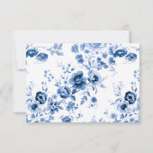 エレガントスクリプフランスのト青フローラ結婚トイル 出欠カード (裏面)