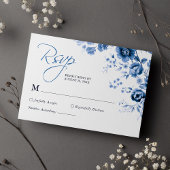 エレガントスクリプフランスのト青フローラ結婚トイル 出欠カード