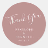 エレガントスクリプミニマルトのカスタムウェディングダスティバラ ラウンドシール (正面)