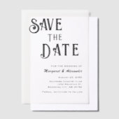 エレガントスクリプミニマルト日付を保存結婚する ベラム紙招待状 (オフセット)