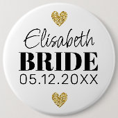 エレガントスクリプモダントかわいいグリッターハートカスタム 缶バッジ (正面)