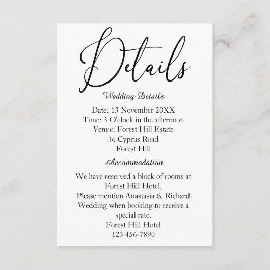 エレガントスクリプモダントの結婚詳細 エンクロージャーカード (正面)