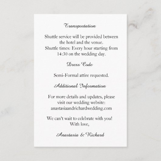 エレガントスクリプモダントの結婚詳細 エンクロージャーカード (裏面)