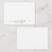 エレガントスクリプモダントの緑のモノグラム名 ノートカード (正面/裏面)