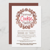 エレガントスクリプモダントのChristmas Cookieスワップパーティー 招待状 (正面/裏面)