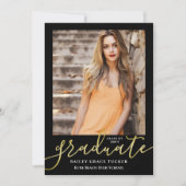 エレガントスクリプモダントはっきりしたブラックフォト卒業 案内状 (正面)