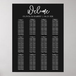 エレガントスクリプモダントシンプル結婚の座席表 ポスター