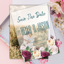 エレガントスクリプモダントタイポグラフィフローラ結婚の ベラム紙招待状