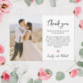 エレガントスクリプモダントハート写真結婚の サンキューカード