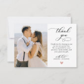 エレガントスクリプモダントハート写真結婚の サンキューカード (正面)
