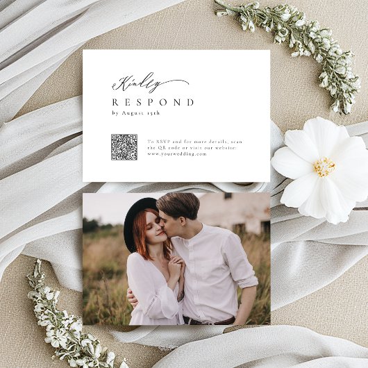 エレガントスクリプモダントミニマル結婚リストのQRコード 出欠カード