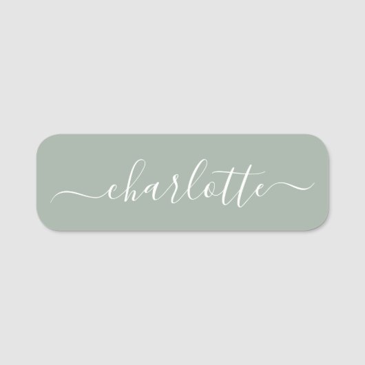 エレガントスクリプモダント名パーソナライズされたSage Green 名札 (正面)