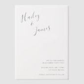 エレガントスクリプモダント結婚式の日付の保存 ベラム紙招待状 (正面)