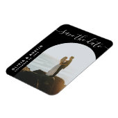 エレガントスクリプモダント結婚式の日付の保存 マグネット (左側)