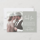 エレガントスクリプモダント緑の写真結婚の サンキューカード (正面)