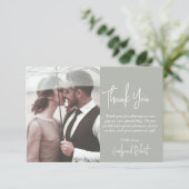 エレガントスクリプモダント緑の写真結婚の サンキューカード (スタンド正面)