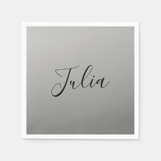 エレガントスクリプモダント編集可能ブラック文字書の スタンダードカクテルナプキン (正面)