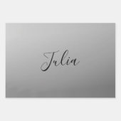 エレガントスクリプモダント編集可能ブラック文字書の ラッピングペーパーシート (正面2)