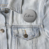 エレガントスクリプモダント編集可能ブラック文字書の 缶バッジ (インサイチュ)